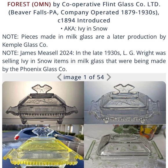 Antique Honey Dish Lid Yellow Glass Co-Operative Flint 1800s Leaf Pattern Pot - Picture 13 of 13